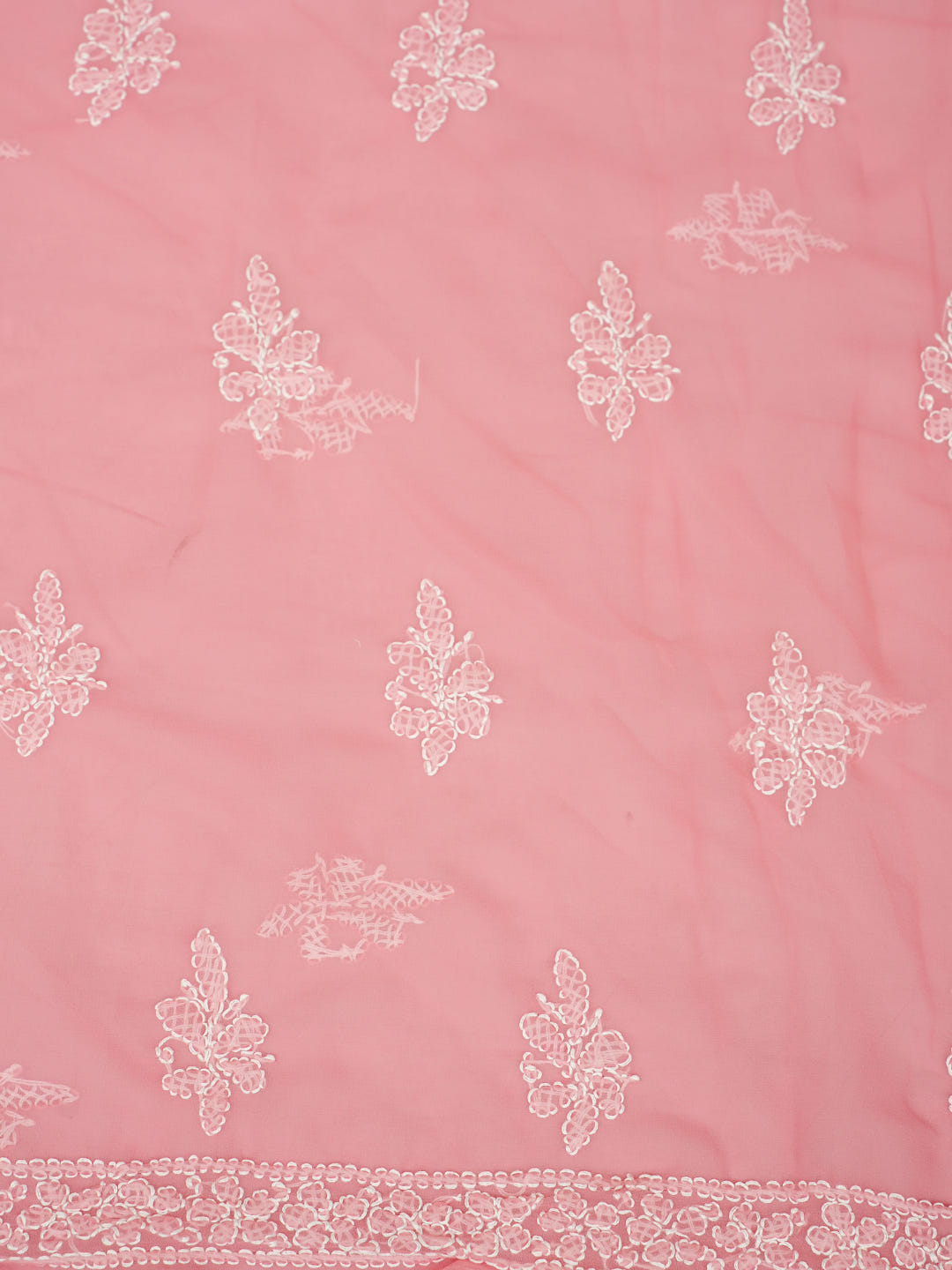 Ada Hand Embroidered Dusty Peach Georgette Lucknowi Chikankari Unstitched Suit Piece 07A502073