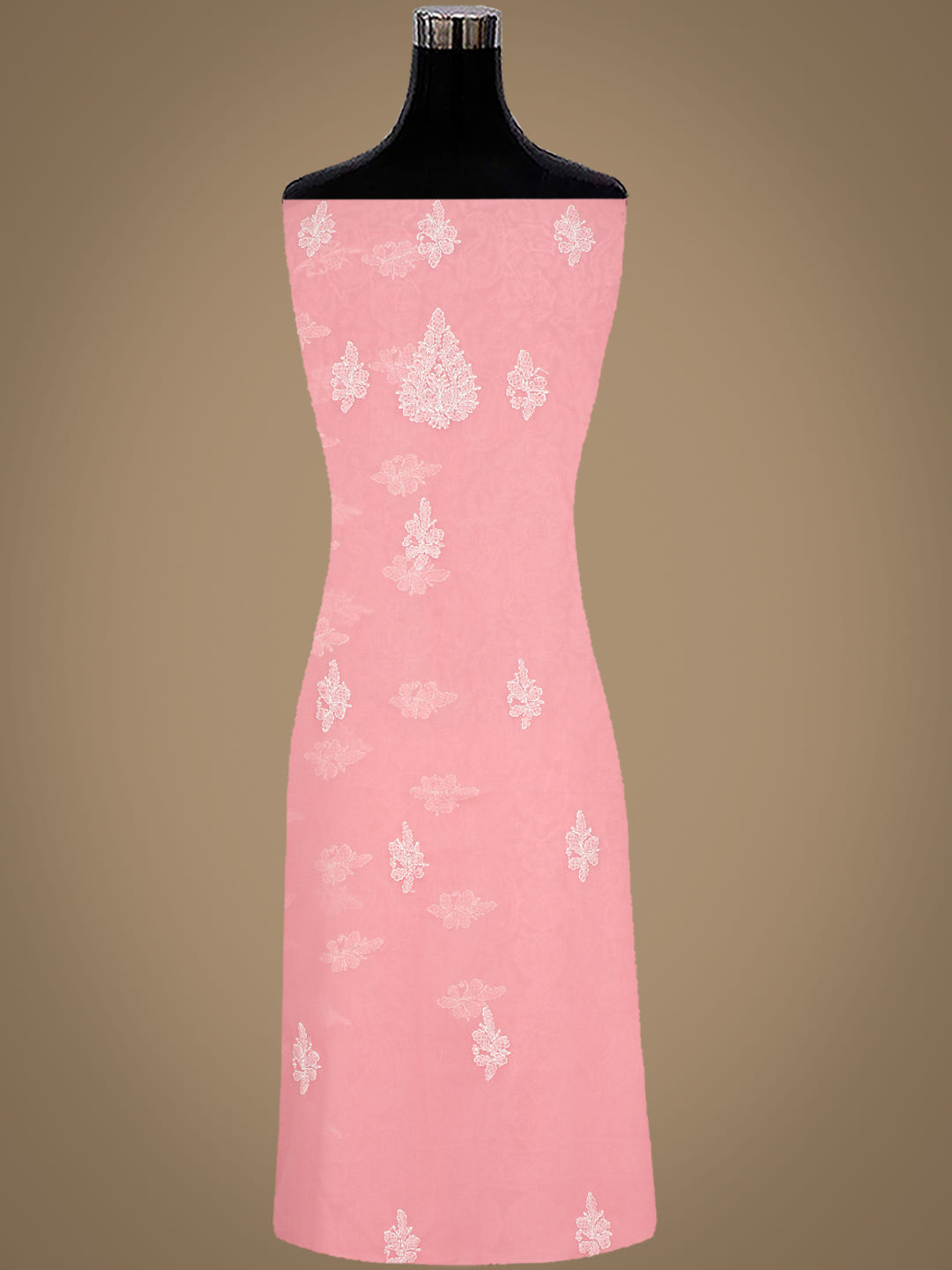 Ada Hand Embroidered Dusty Peach Georgette Lucknowi Chikankari Unstitched Suit Piece 07A502073