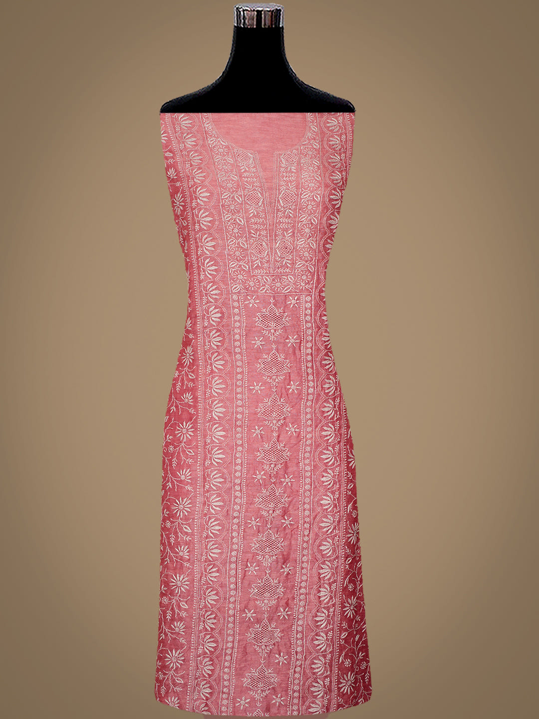 Ada Dusty Peach Linen Unstitched Kurta Dupatta _7