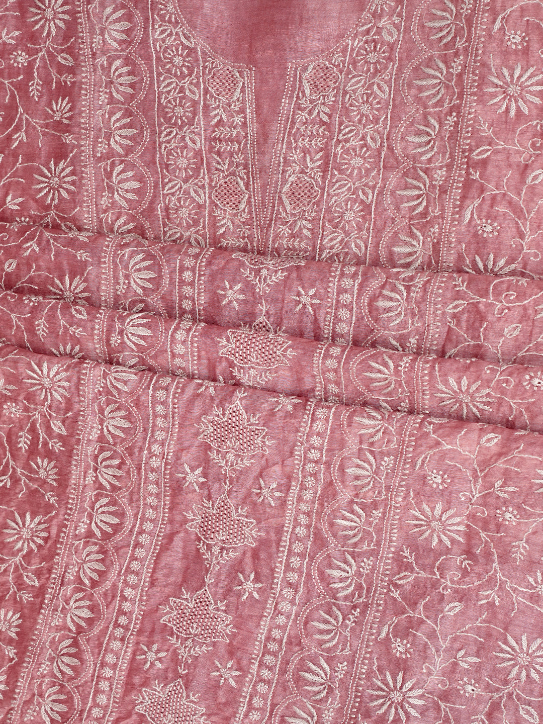 Ada Dusty Peach Linen Unstitched Kurta Dupatta _5