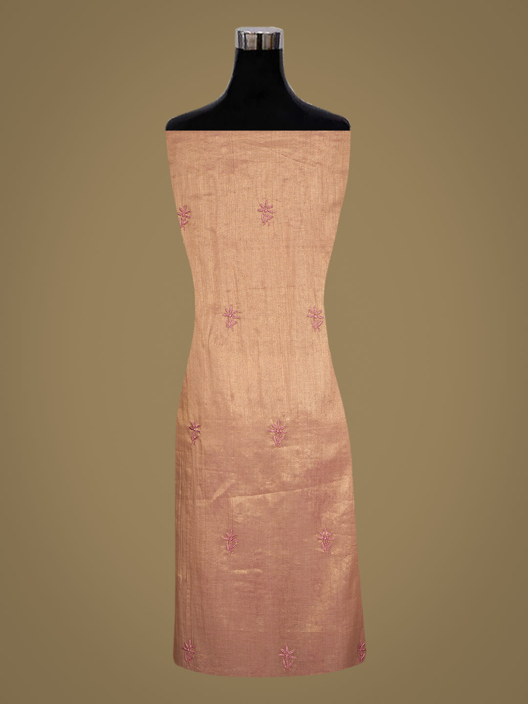Ada Hand Embroidered Dusty Peach Tissue Lucknowi Chikankari Unstitched Kurta Dupatta Set 07A502213_4