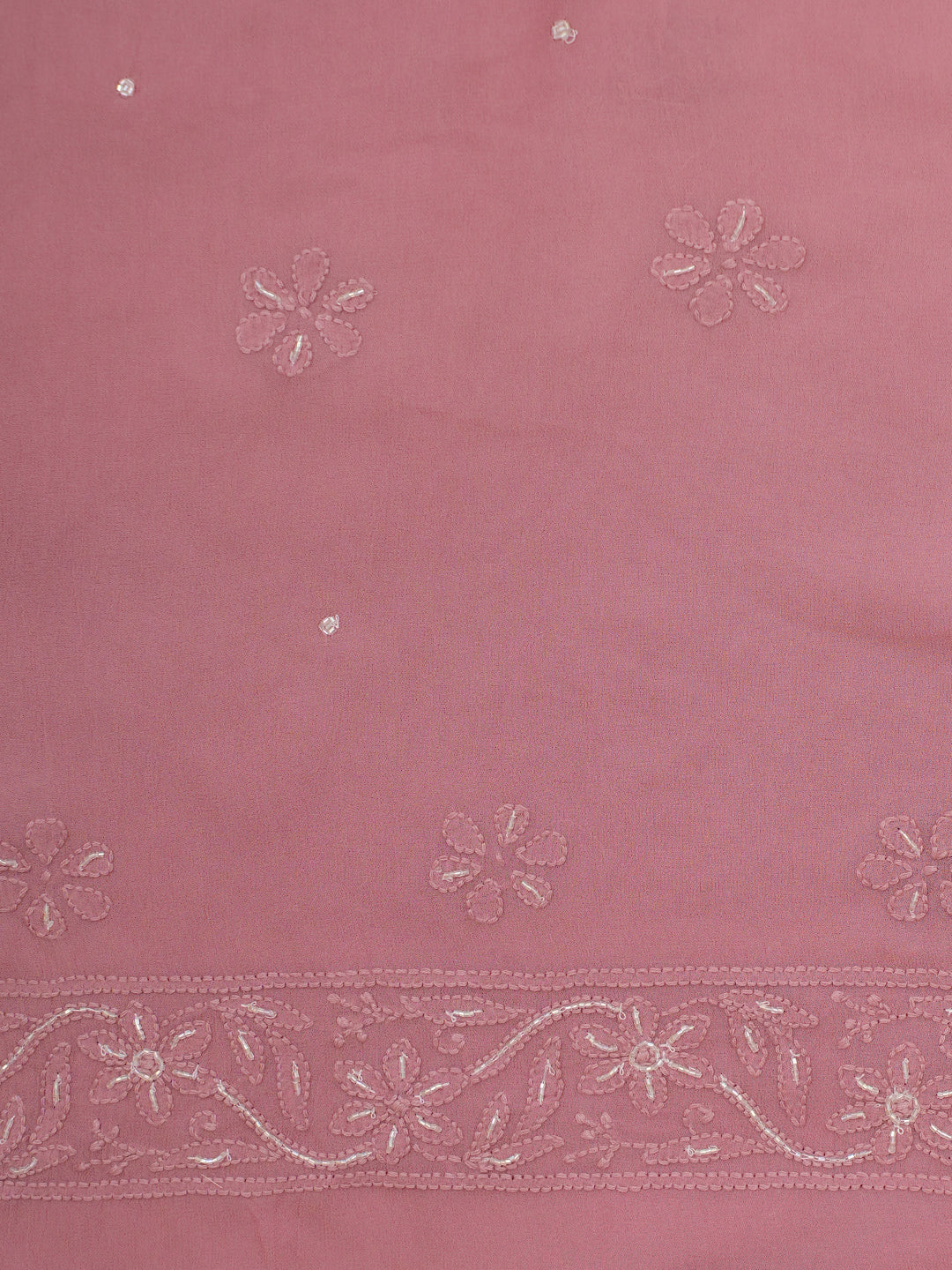 Ada Hand Embroidered Dusty Peach Viscose Georgette Lucknowi Chikankari Unstitched Kurta Dupatta Set With Cutdana Work 01A977815