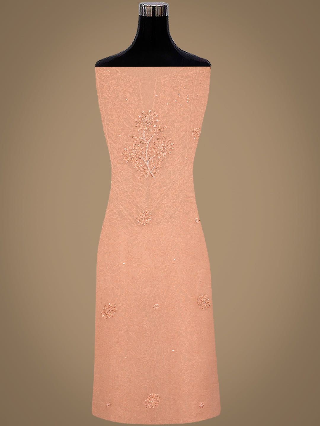Ada Hand Embroidered Dusty Peach Viscose Georgette Lucknowi Chikankari Unstitched Kurta Dupatta Set With Cutdana Work 01A984097