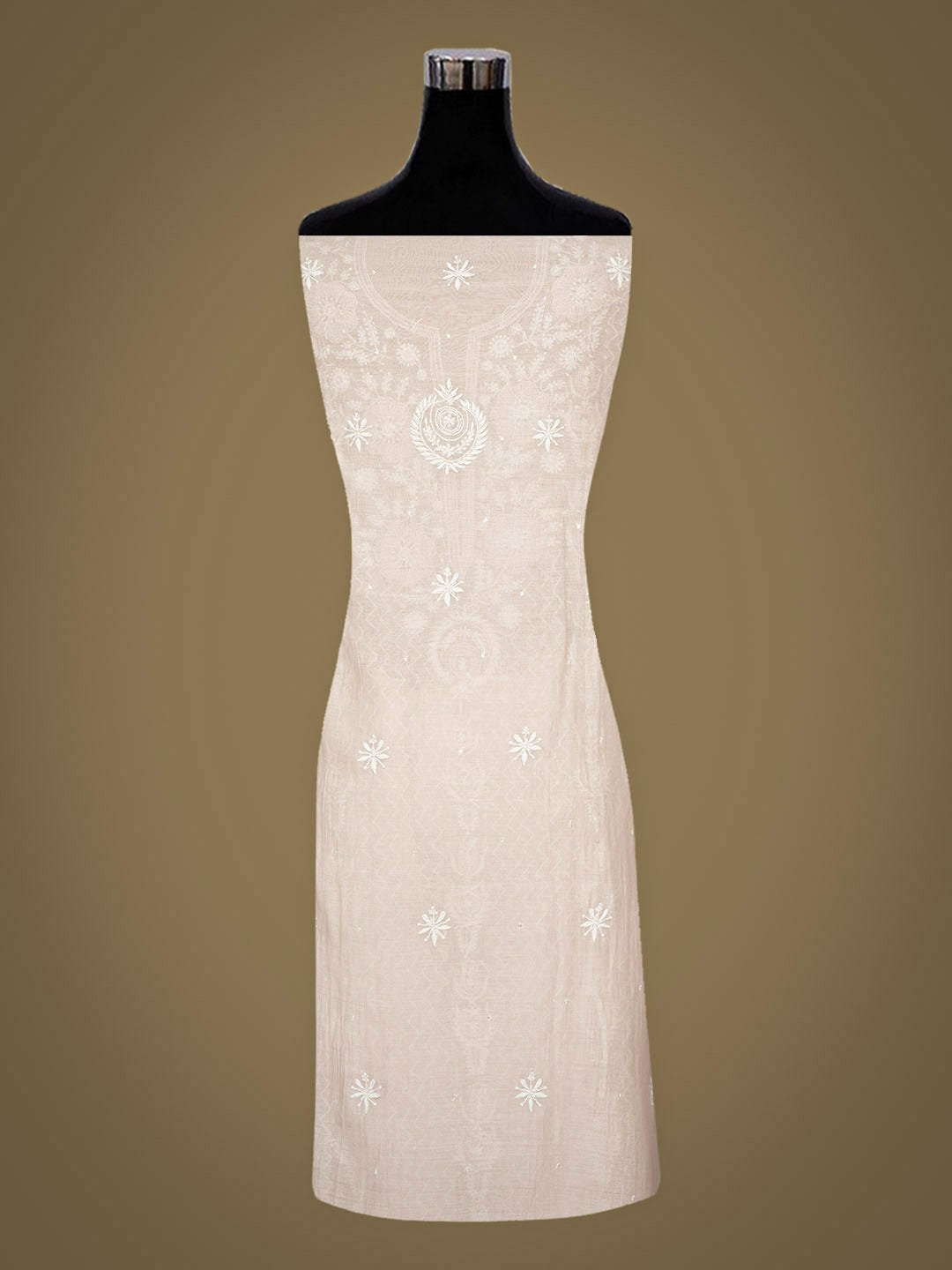 Ada Hand Embroidered Dusty Pink Chanderi Lucknowi Chikankari Semi-stitched Kurta Dupatta Set With Cutdana Work 07A500800