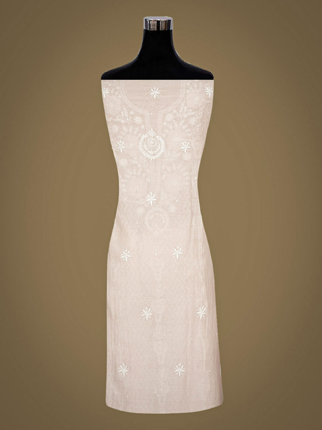 Ada Hand Embroidered Dusty Pink Chanderi Lucknowi Chikankari Semi-stitched Kurta Dupatta Set With Cutdana Work 07A500800