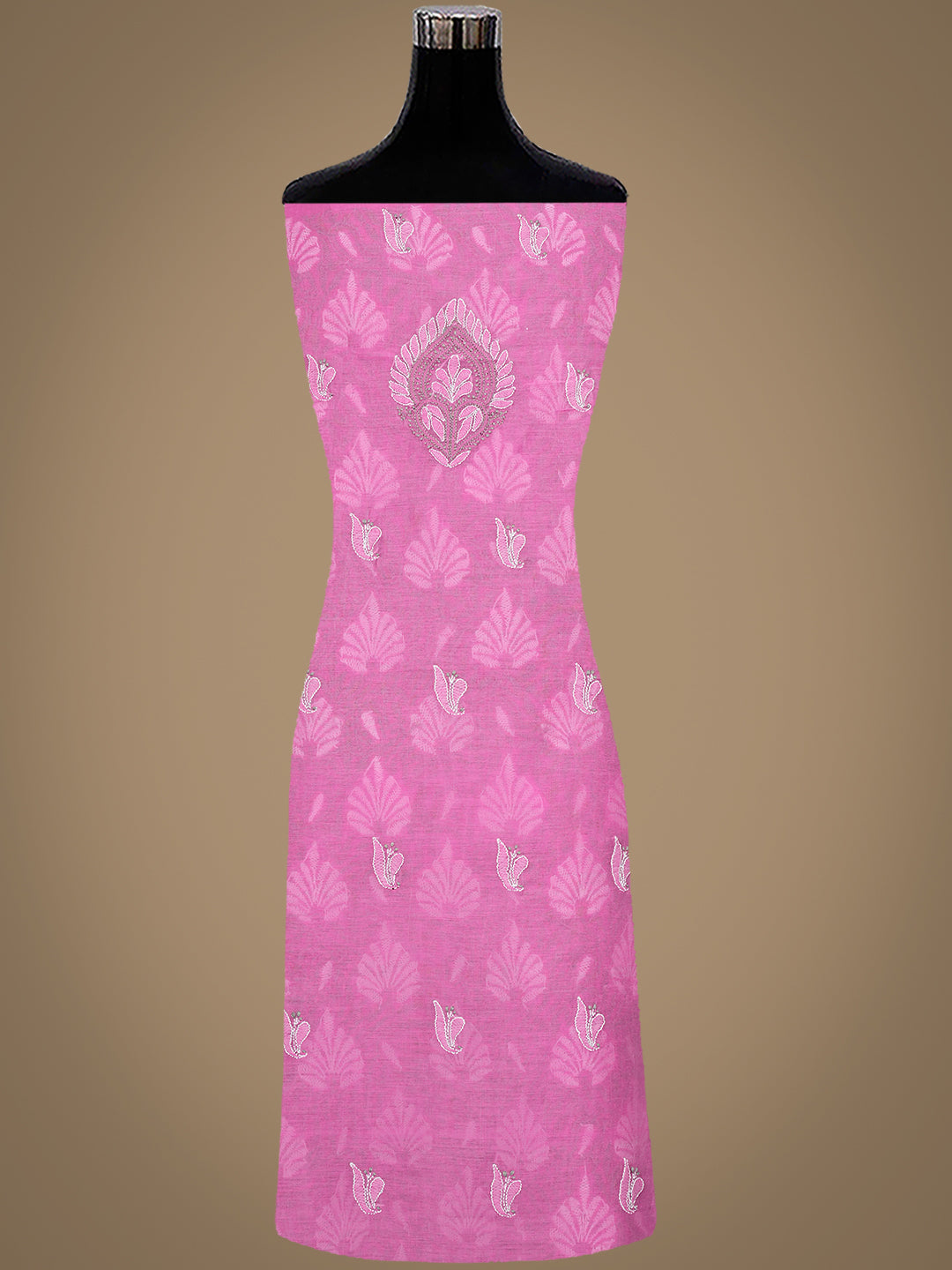 Ada Hand Embroidered Dusty Pink Chanderi Lucknowi Chikankari Unstitched Kurta Dupatta Set 01A920964