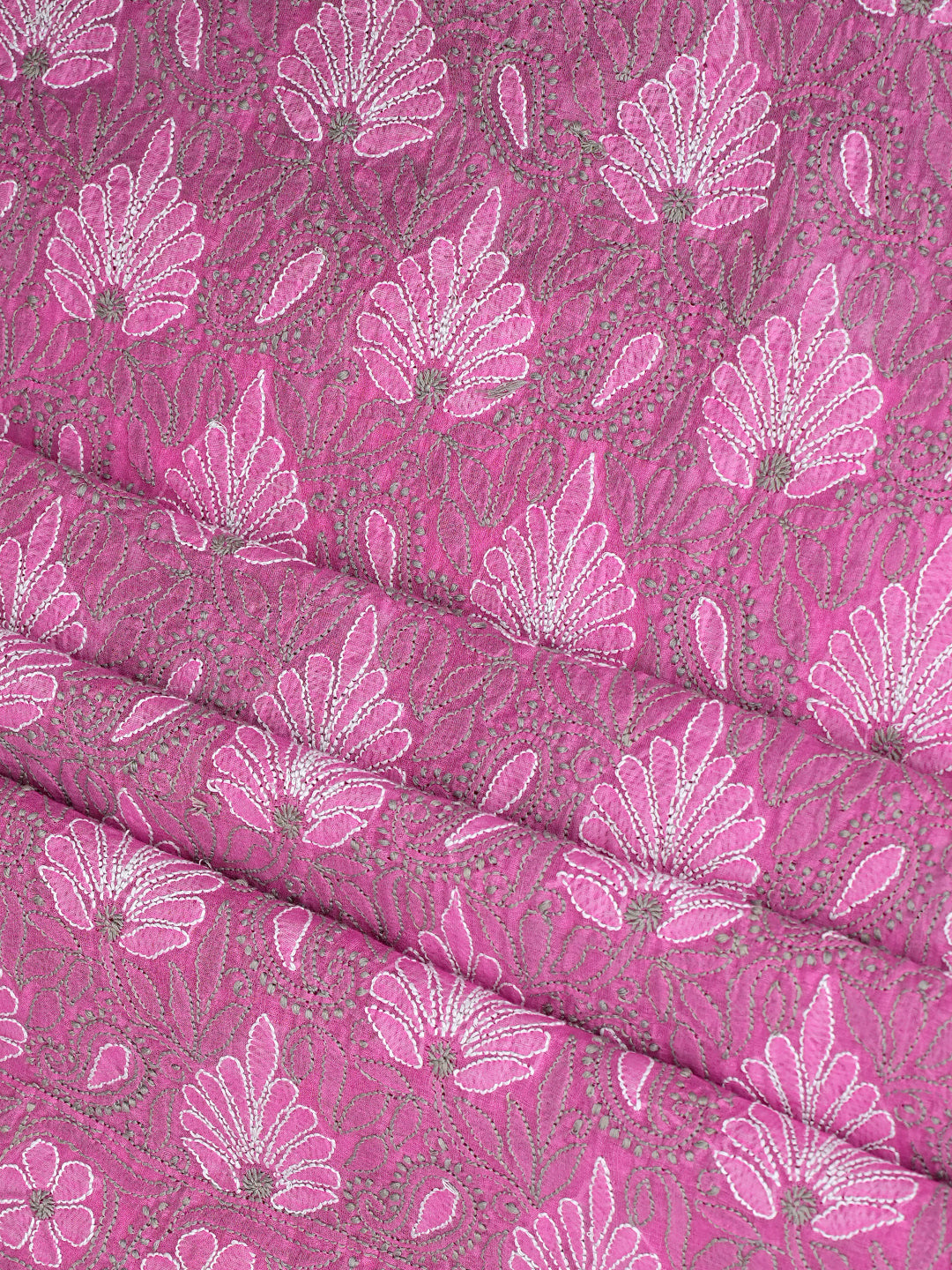 Ada Hand Embroidered Dusty Pink Chanderi Lucknowi Chikankari Unstitched Kurta Dupatta Set 01A920964