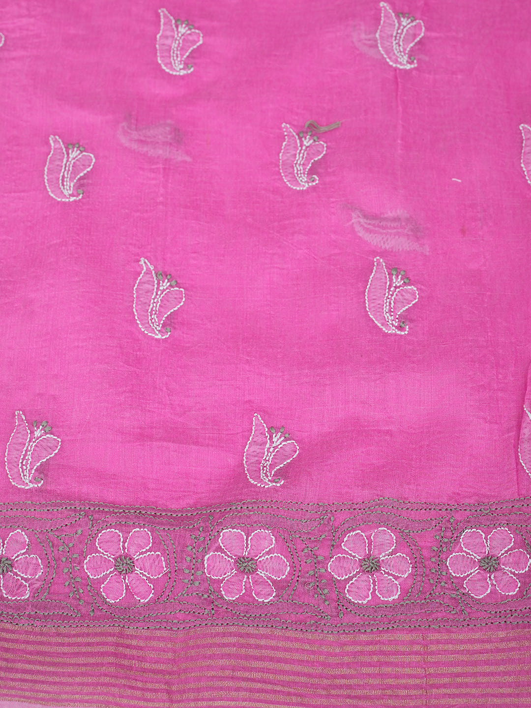 Ada Hand Embroidered Dusty Pink Chanderi Lucknowi Chikankari Unstitched Kurta Dupatta Set 01A920964