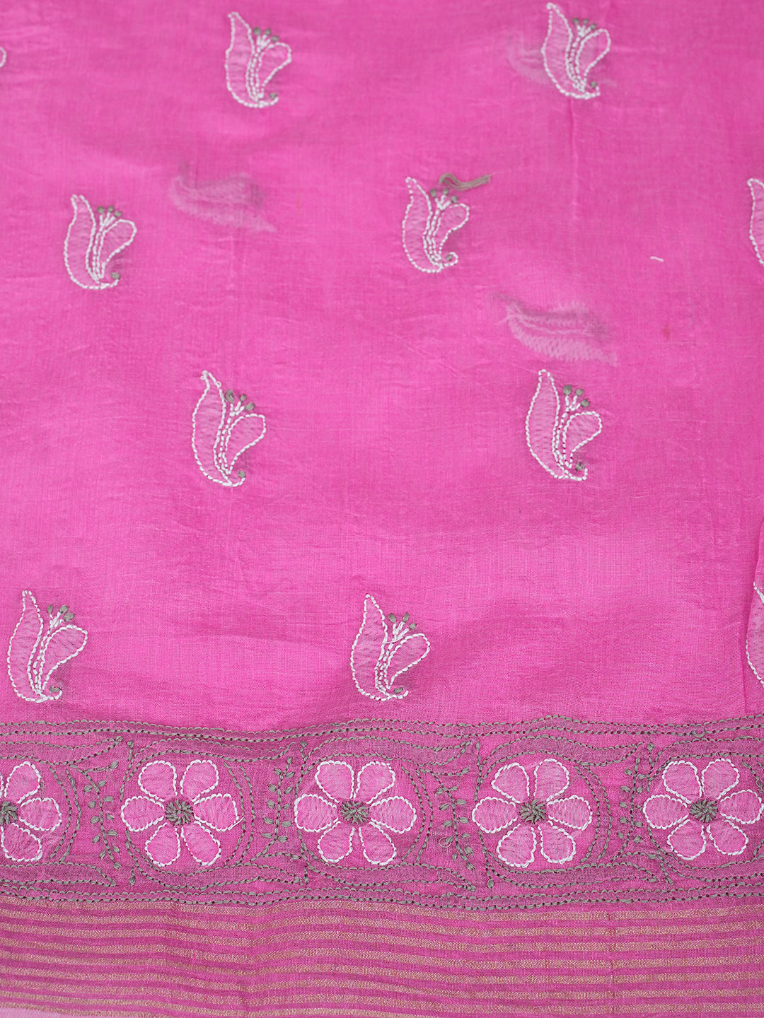 Ada Hand Embroidered Dusty Pink Chanderi Lucknowi Chikankari Unstitched Kurta Dupatta Set 01A920964