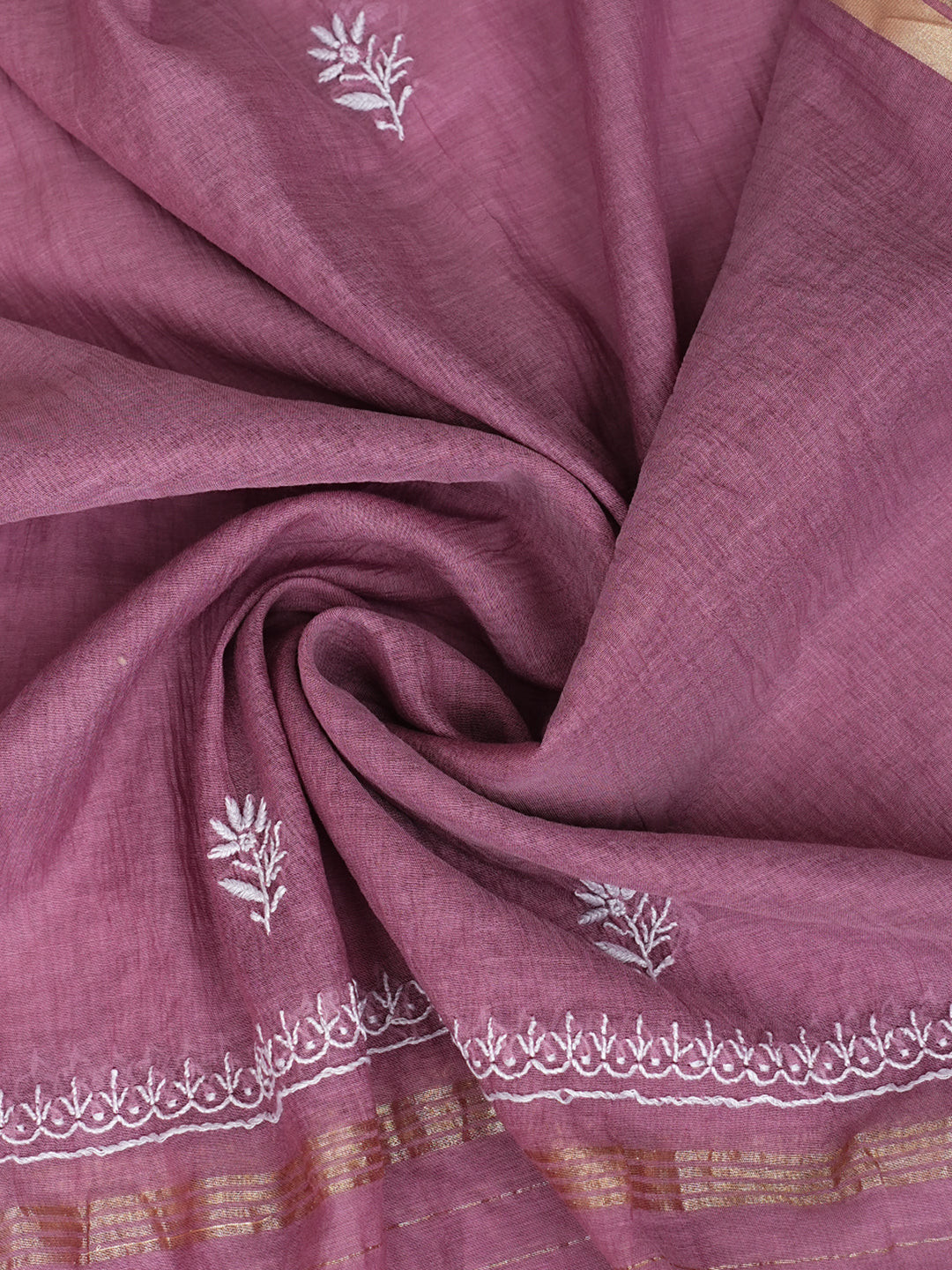 Ada Hand Embroidered Dusty Pink Chanderi Lucknowi Chikankari Unstitched Suit Piece 01A989938