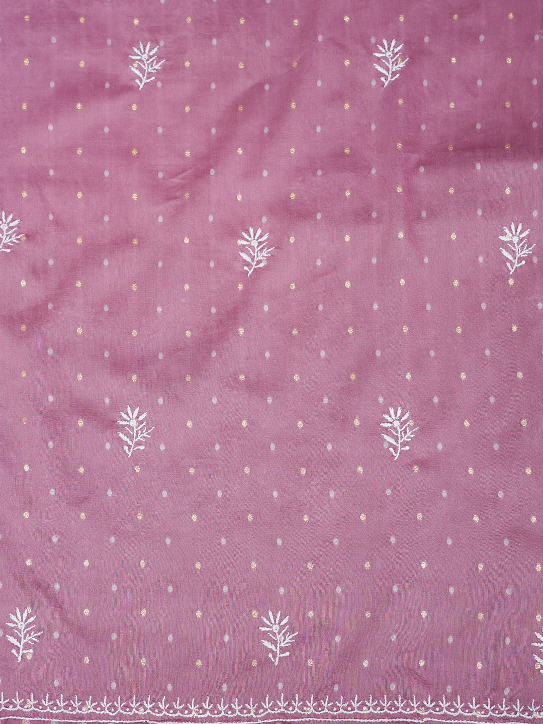Ada Hand Embroidered Dusty Pink Chanderi Lucknowi Chikankari Unstitched Suit Piece 01A989938