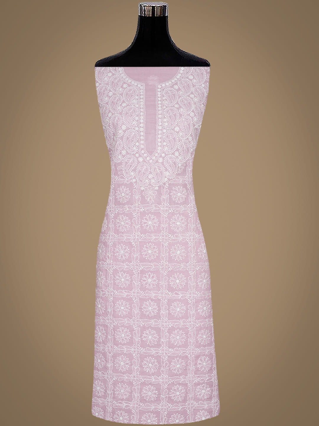 Ada Hand Embroidered Dusty Pink Cotton Lucknowi Chikankari Unstitched Suit Piece With Chiffon Dupatta 01A1021197_4