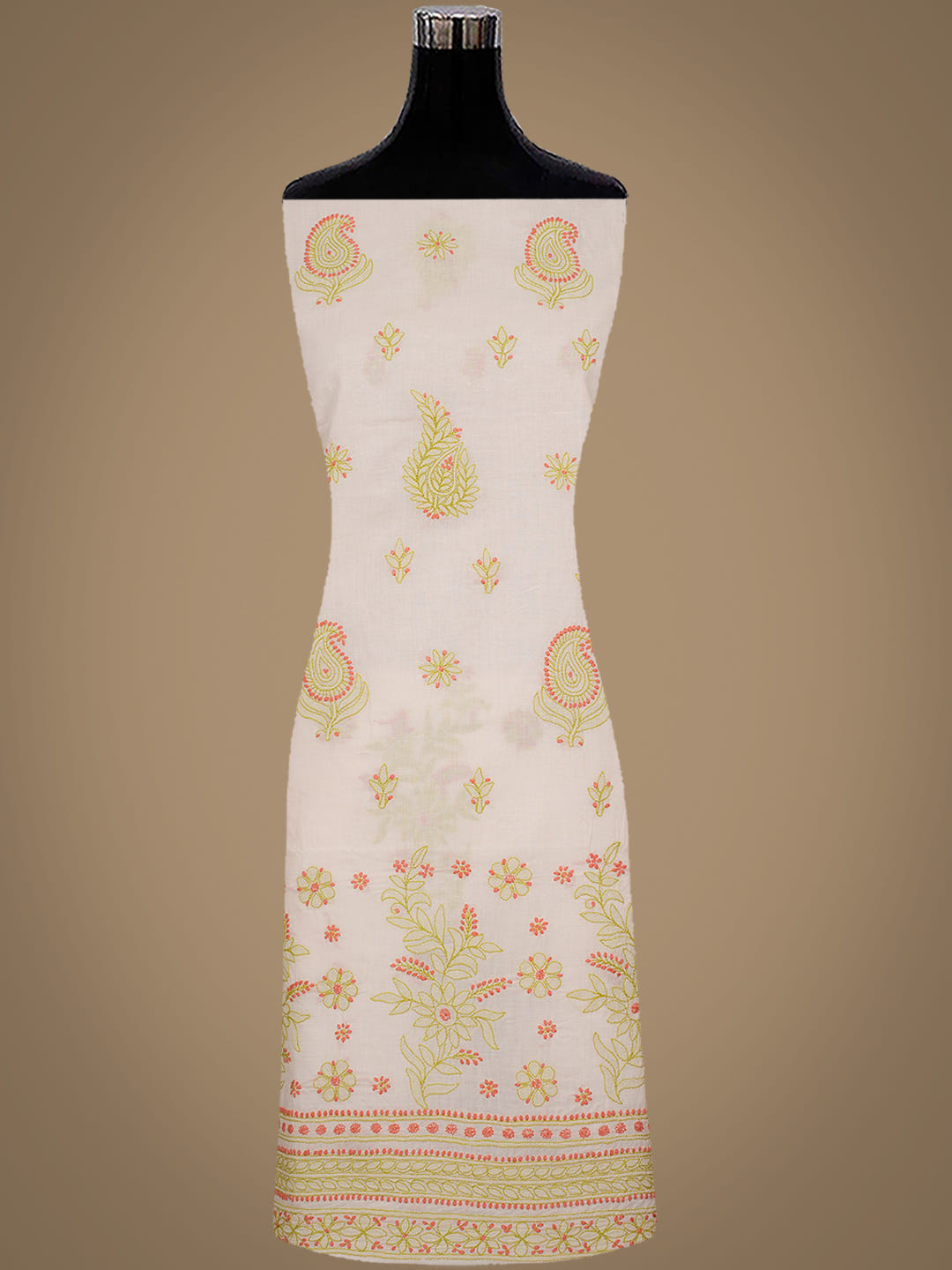 Ada Hand Embroidered Dusty Pink Cotton Lucknowi Chikankari Unstitched Suit Piece With Chiffon Dupatta 01A1025727_2