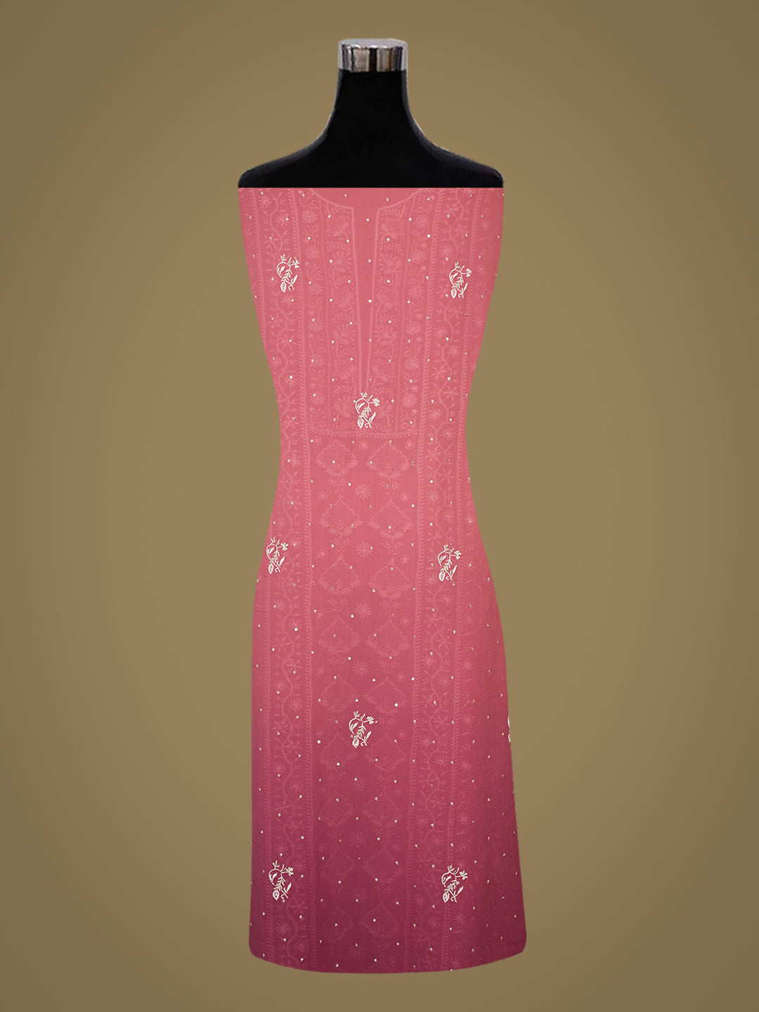 Ada Hand Embroidered Dusty Pink Pure Georgette Lucknowi Chikankari Unstitched Kurta Dupatta Set With Cutdana Work 01A902061
