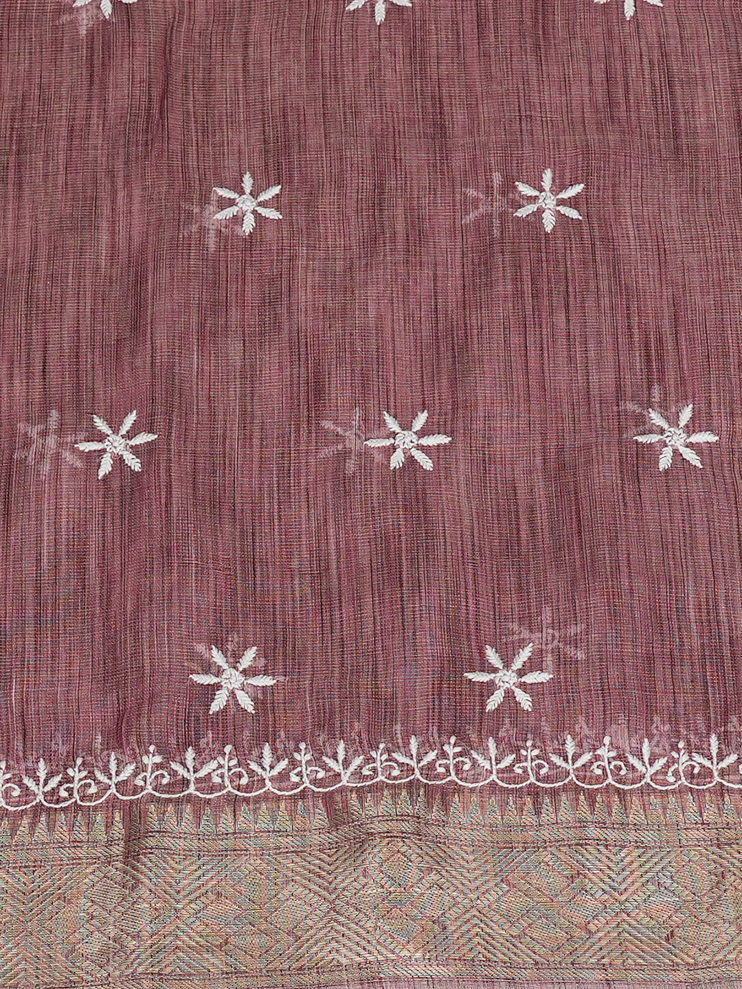 Ada Hand Embroidered Dusty Pink Tissue Lucknowi Chikankari Unstitched Kurta Dupatta Set 01A991631
