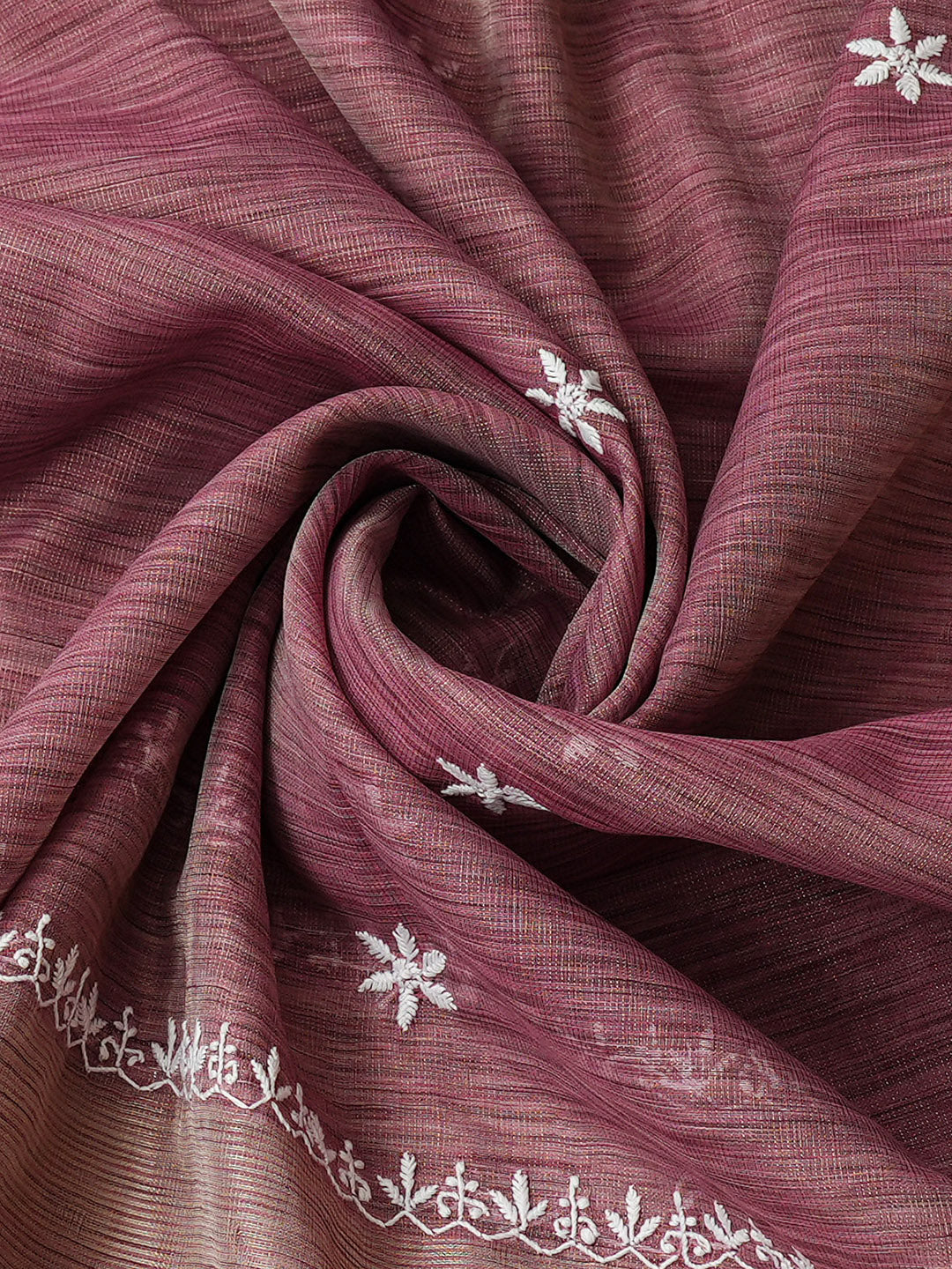Ada Hand Embroidered Dusty Pink Tissue Lucknowi Chikankari Unstitched Kurta Dupatta Set 01A991631