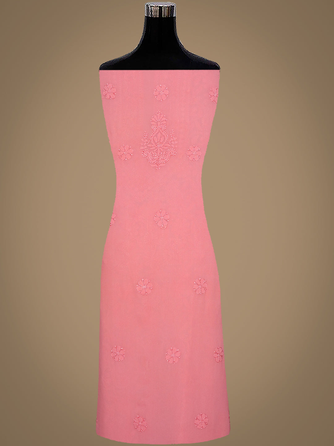 Ada Hand Embroidered Dusty Pink Viscose Georgette Lucknowi Chikankari Unstitched Kurta Dupatta Set 01A984102