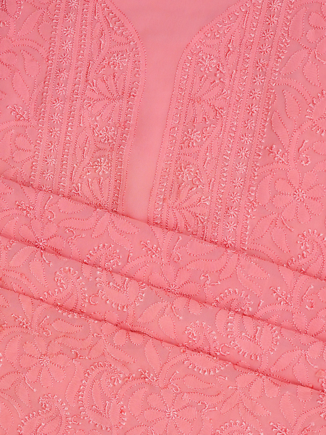 Ada Hand Embroidered Dusty Pink Viscose Georgette Lucknowi Chikankari Unstitched Kurta Dupatta Set 01A984102