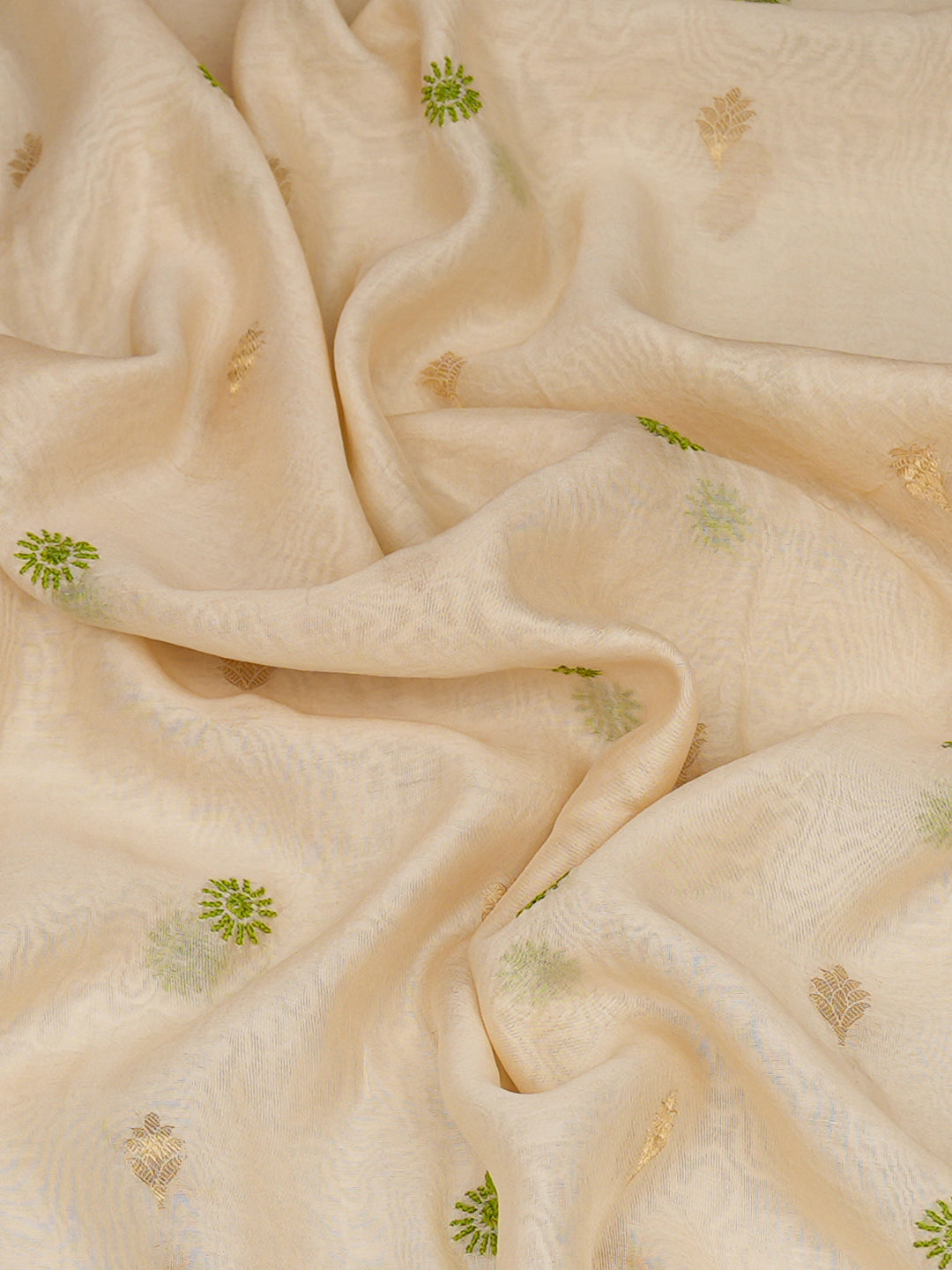 Ada Hand Embroidered Fawn Chanderi Lucknowi Chikankari Dupatta 07A501134