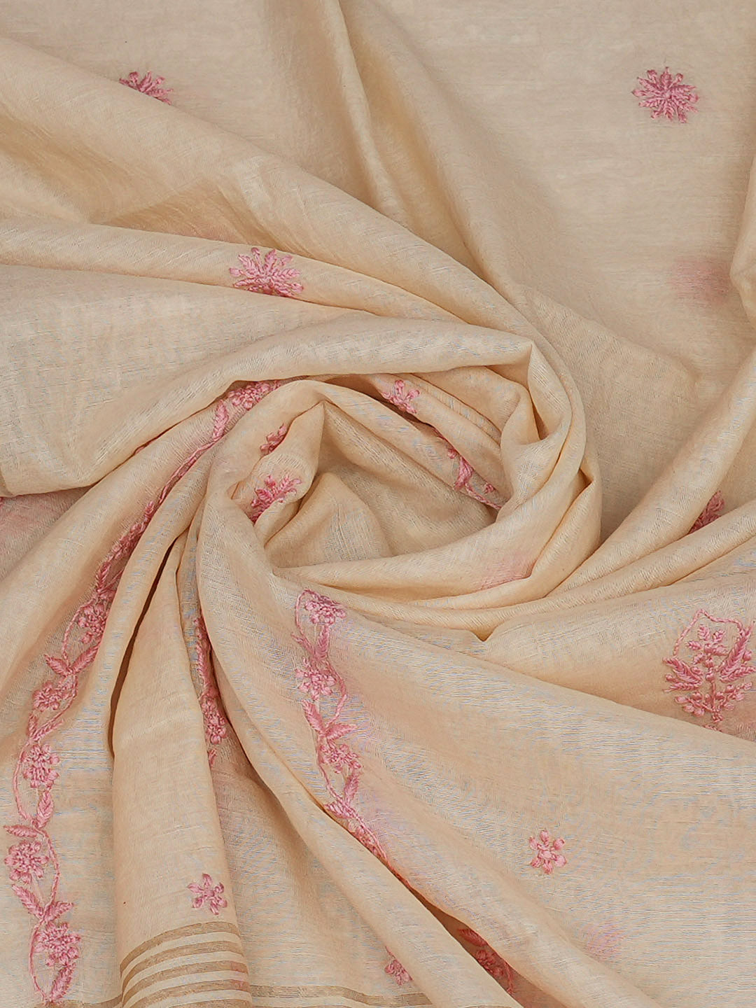Ada Hand Embroidered Fawn Chanderi Lucknowi Chikankari Dupatta 07A501221