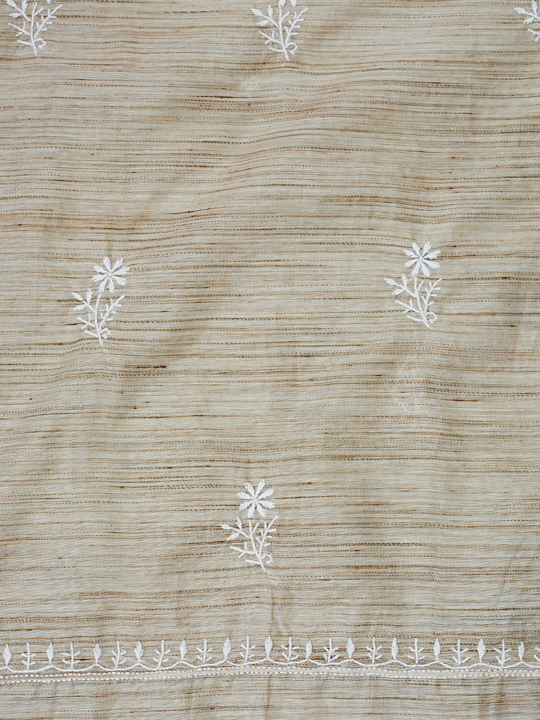 Ada Hand Embroidered Fawn Chanderi Lucknowi Chikankari Unstitched Kurta Dupatta Set 07A501035