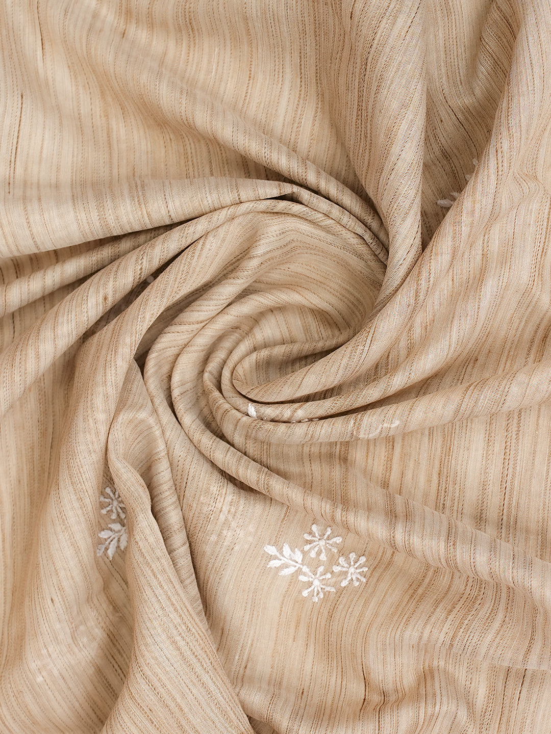 Ada Hand Embroidered Fawn Chanderi Lucknowi Chikankari Unstitched Kurta Dupatta Set 07A501051