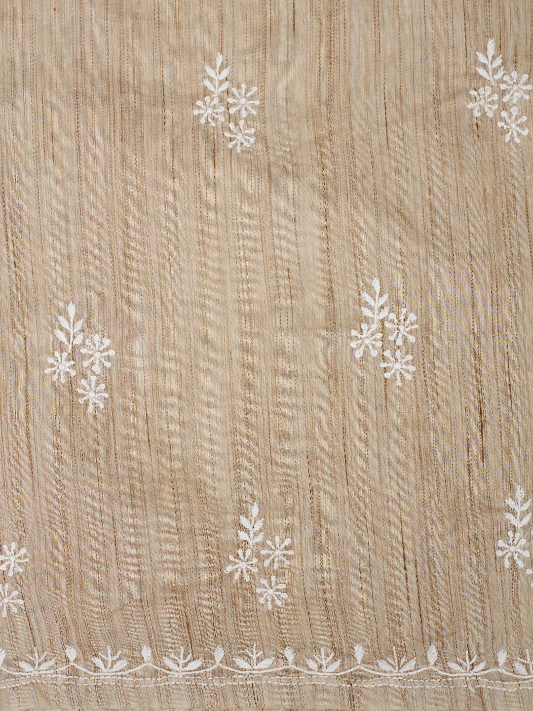 Ada Hand Embroidered Fawn Chanderi Lucknowi Chikankari Unstitched Kurta Dupatta Set 07A501051
