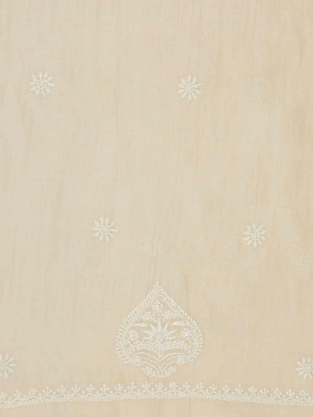 Ada Hand Embroidered Fawn Chanderi Lucknowi Chikankari Unstitched Kurta Dupatta Set With Pearl, Sequinned & Cutdana Work 01A1000561