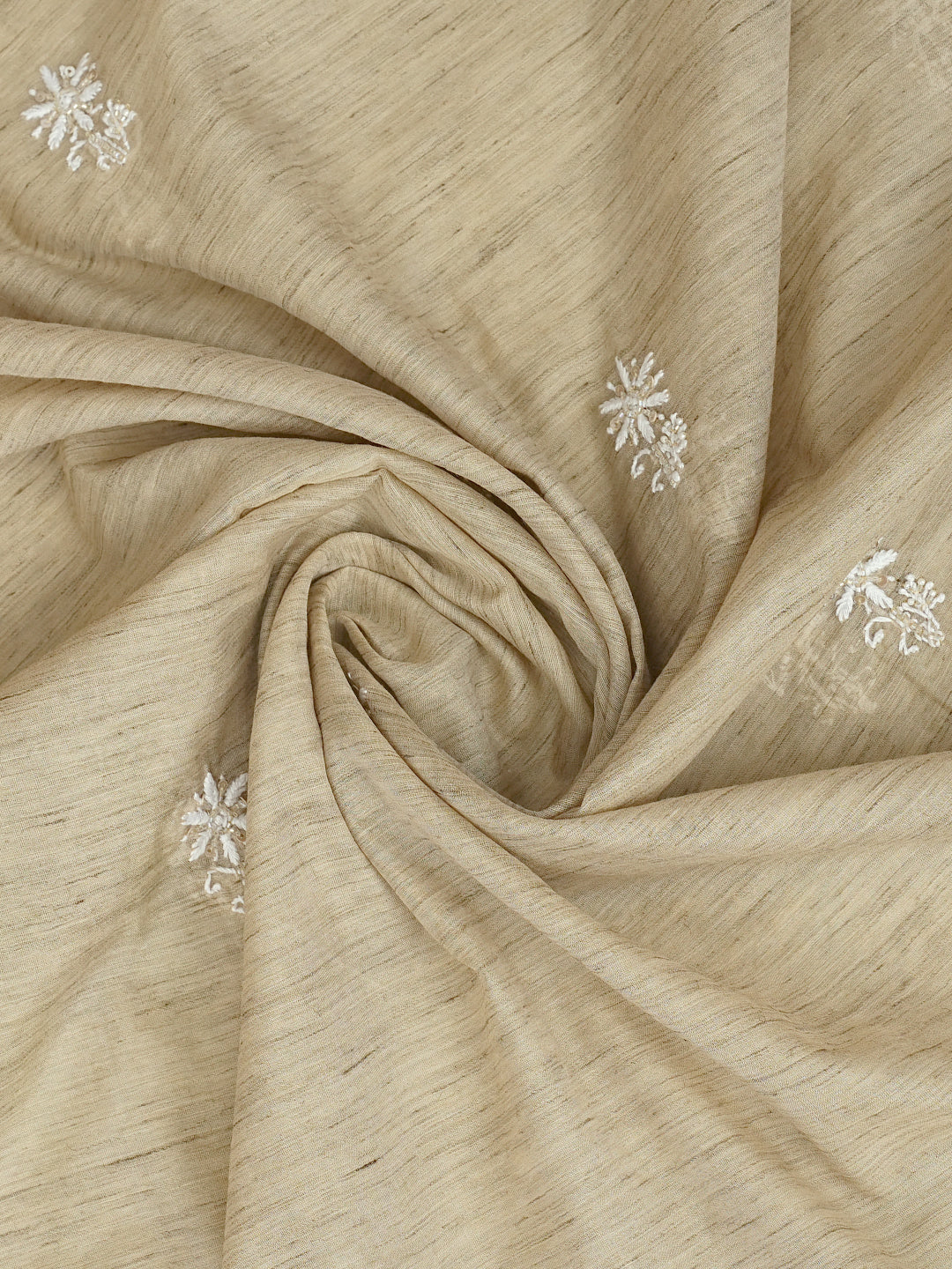 Ada Hand Embroidered Fawn Chanderi Lucknowi Chikankari Unstitched Kurta Dupatta With Cutdana Work 07A501708