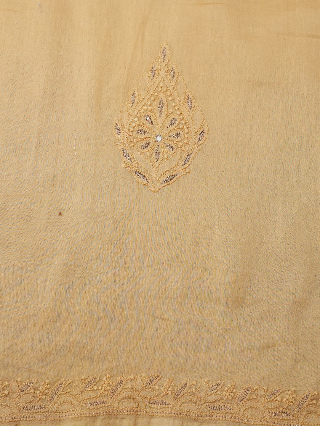 Ada Hand Embroidered Fawn Chanderi Lucknowi Chikankari Unstitched Kurta Dupatta With Zari Work A505511