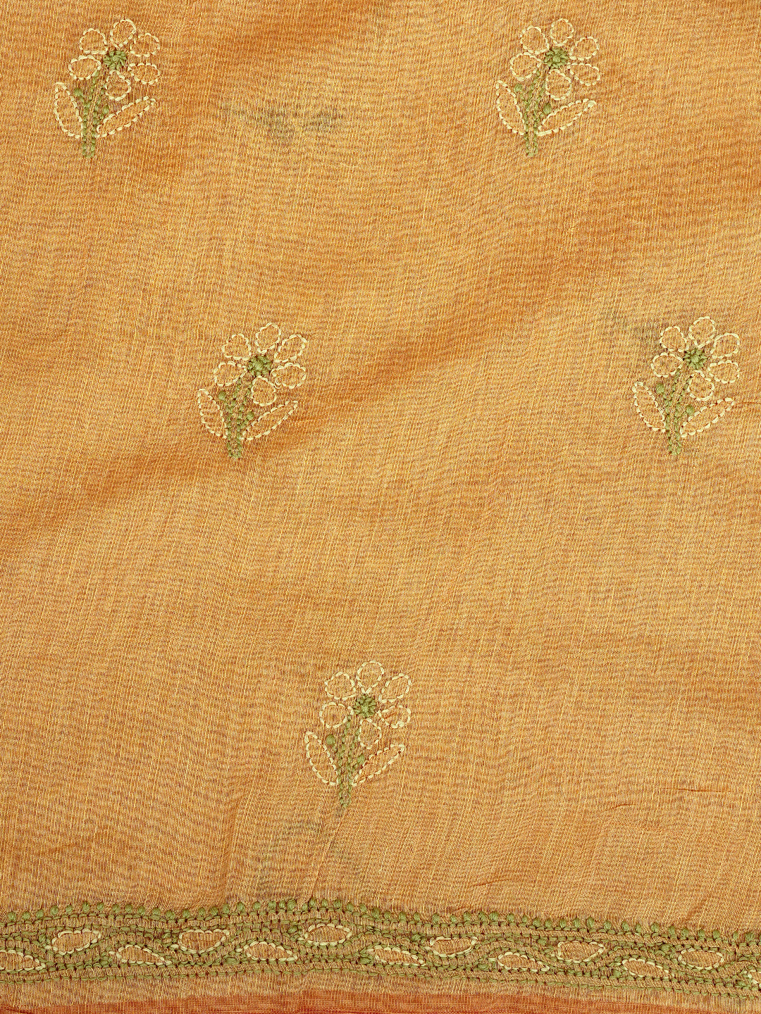 Ada Hand Embroidered Fawn Chanderi Lucknowi Chikankari Unstitched Kurta Dupatta set  01A999183