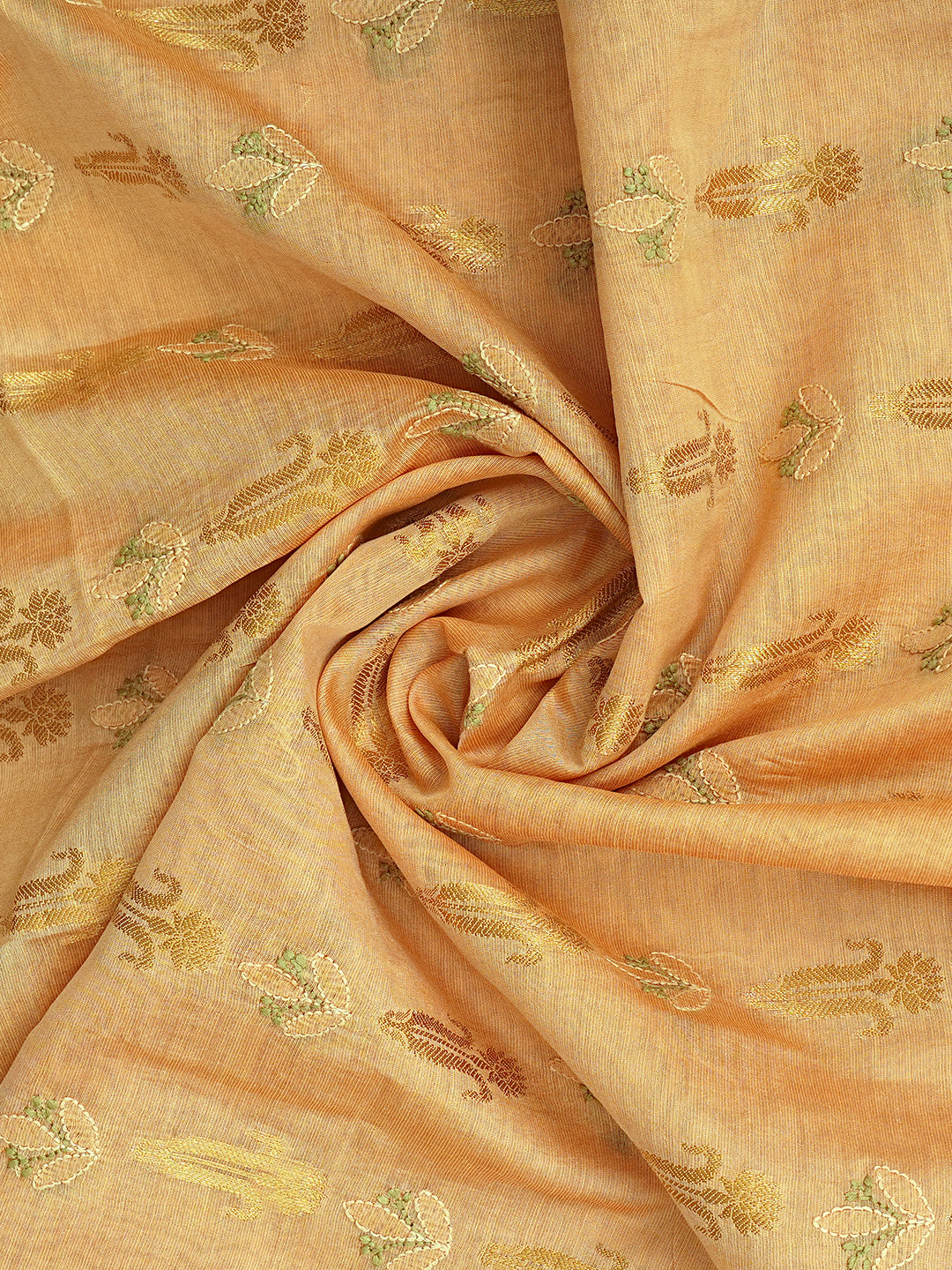 Ada Hand Embroidered Fawn Chanderi Lucknowi Chikankari Unstitched Kurta Dupatta set  01A999183