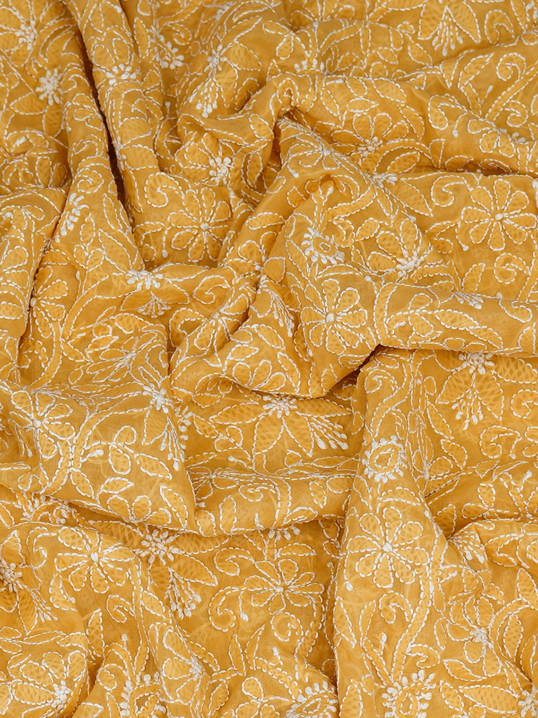 Ada Hand Embroidered Fawn Cotton Lucknowi Chikankari Dupatta 01A995711