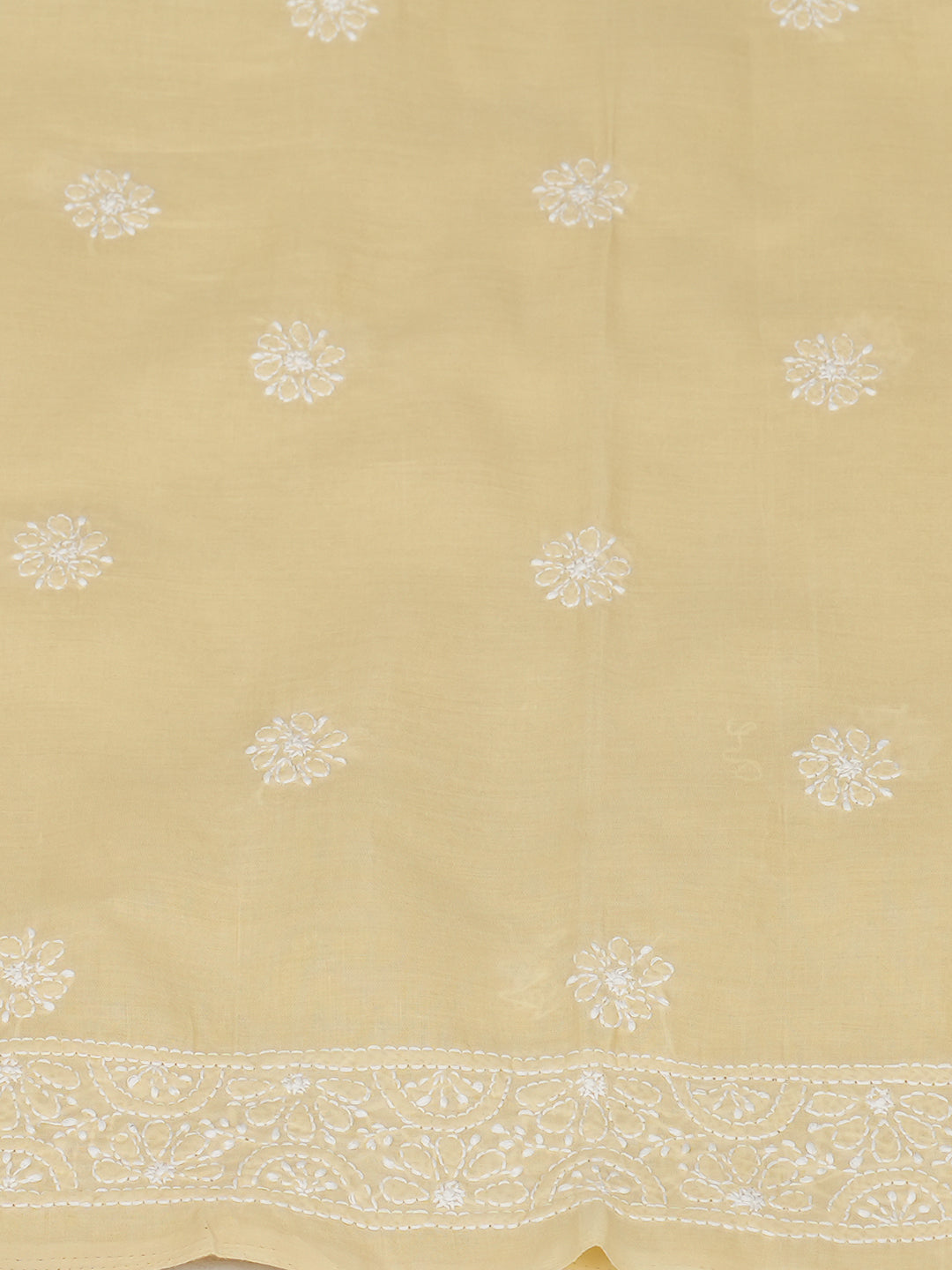 Ada Hand Embroidered Fawn Cotton Lucknowi Chikankari Unstitched Suit Piece 01A981221
