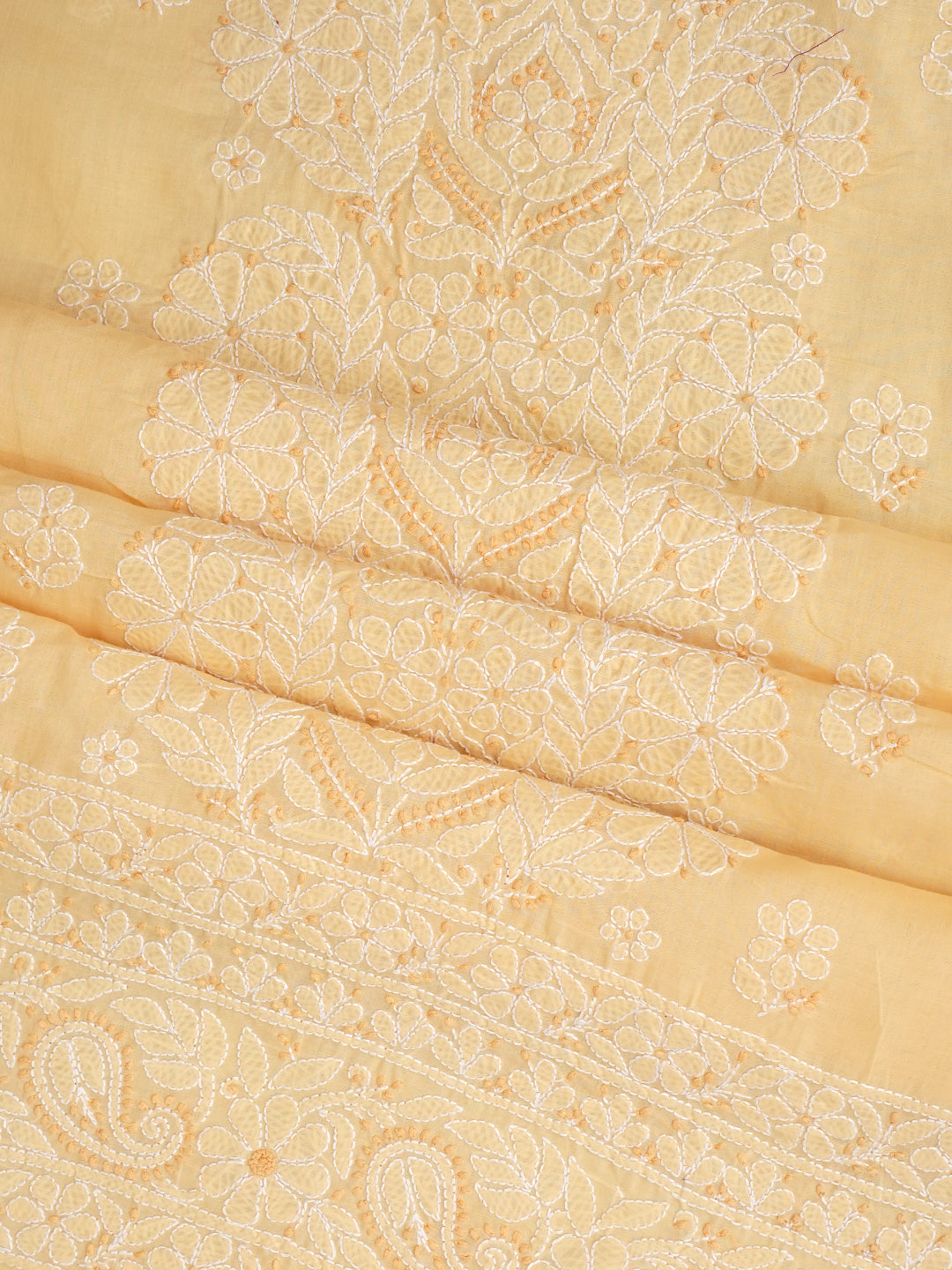 Ada Hand Embroidered Fawn Cotton Lucknowi Chikankari Unstitched Suit Piece With Chiffon Dupatta 01A1010625_6