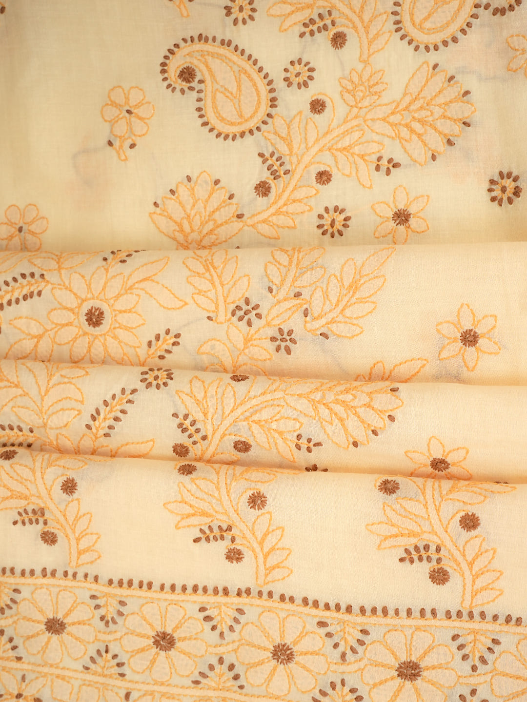 Ada Hand Embroidered Fawn Cotton Lucknowi Chikankari Unstitched Suit Piece With Chiffon Dupatta 01A1025624_4