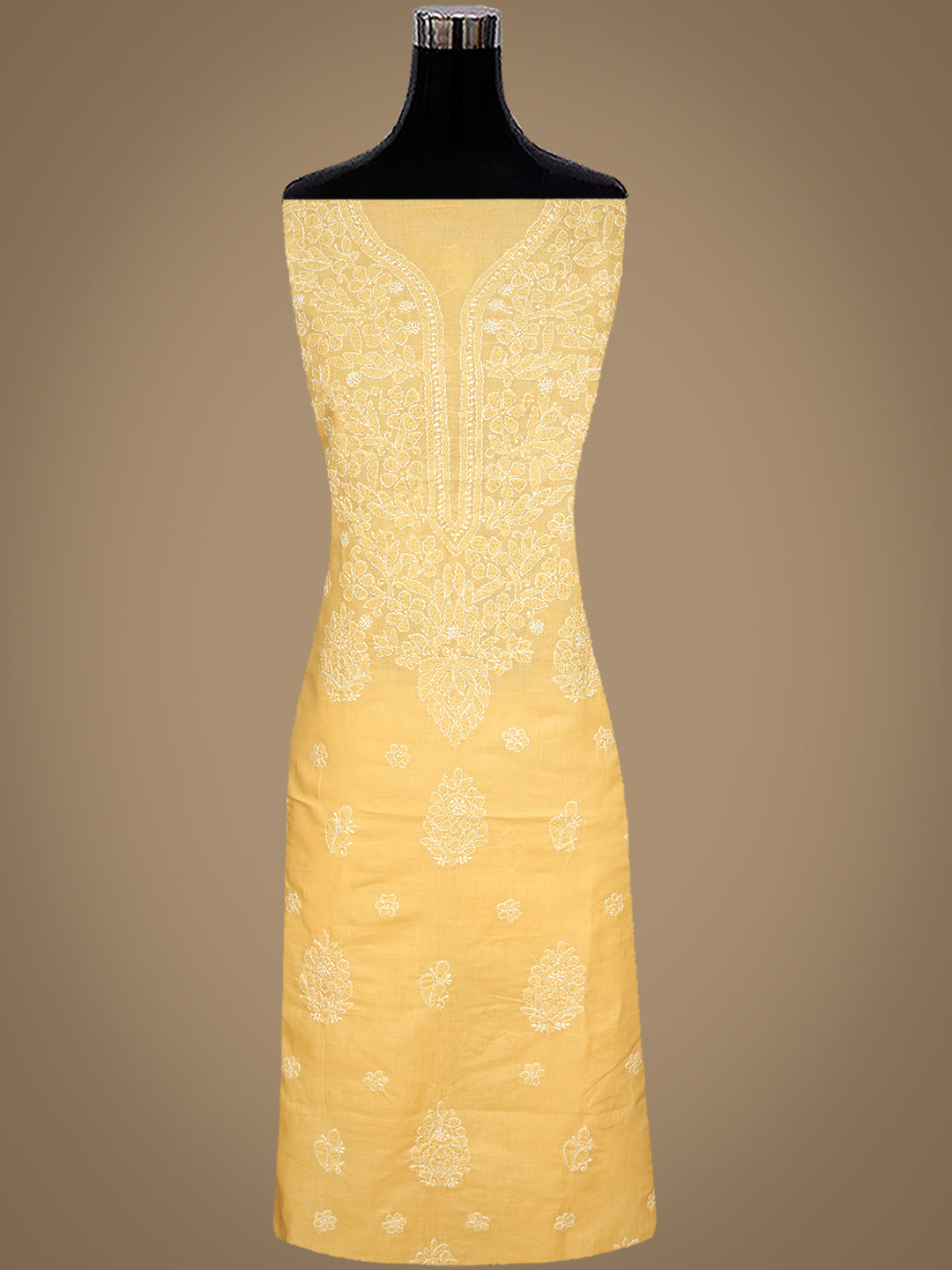 Ada Hand Embroidered Fawn Cotton lucknowi Chikankari Unstitched Kurta 01A991891