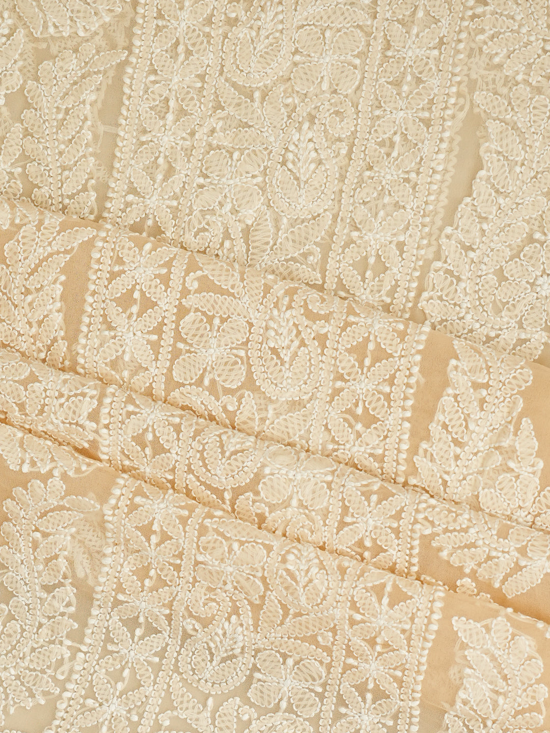 Ada Hand Embroidered Fawn Faux Georgette Lucknowi Chikankari Unstitched Suit Piece 01A996972