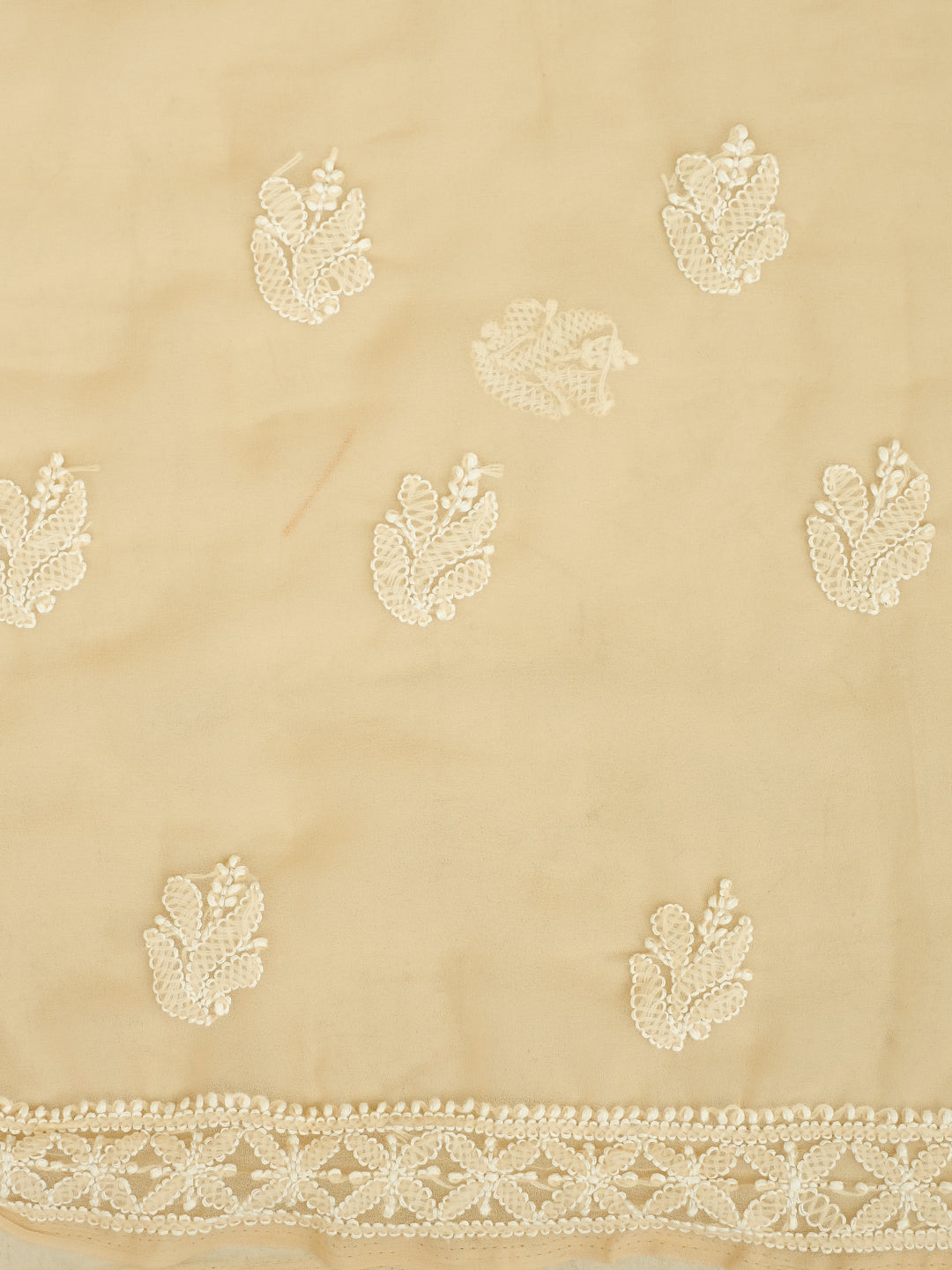 Ada Hand Embroidered Fawn Faux Georgette Lucknowi Chikankari Unstitched Suit Piece 01A996972