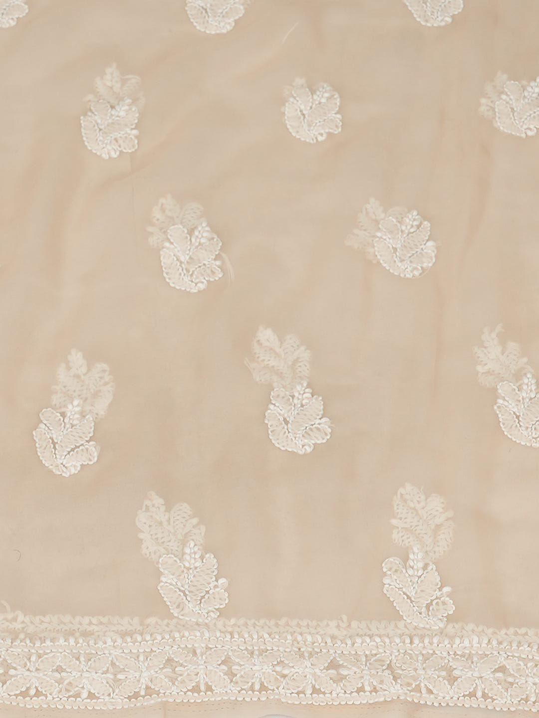 Ada Hand Embroidered Fawn Faux Georgette Lucknowi Chikankari Unstitched Suit Piece 01A975905