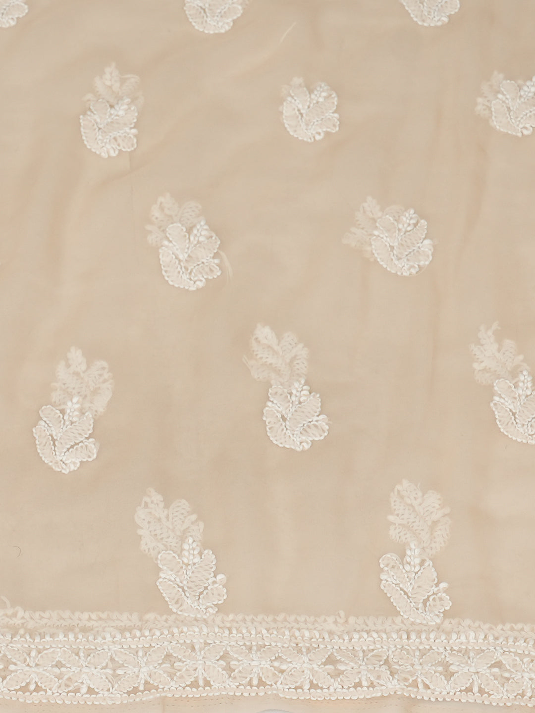 Ada Hand Embroidered Fawn Faux Georgette Lucknowi Chikankari Unstitched Suit Piece 01A975905