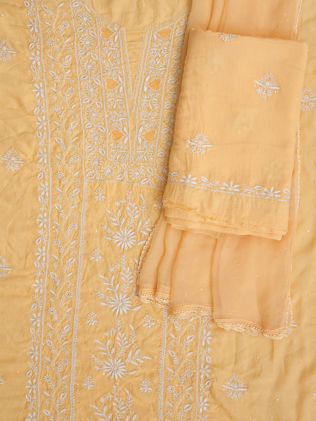 Ada Hand Embroidered Fawn Modal Lucknowi Chikankari Unstitched Suit Piece With Zari Work 08A500850_5