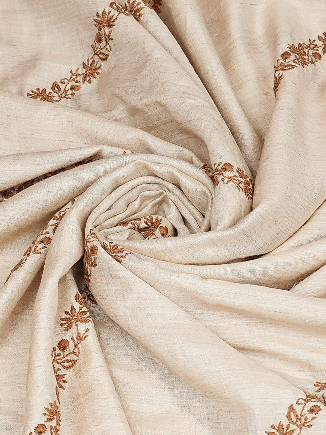 Ada Hand Embroidered Fawn Moonga Silk Lucknowi Chikankari Dupatta 07A500715