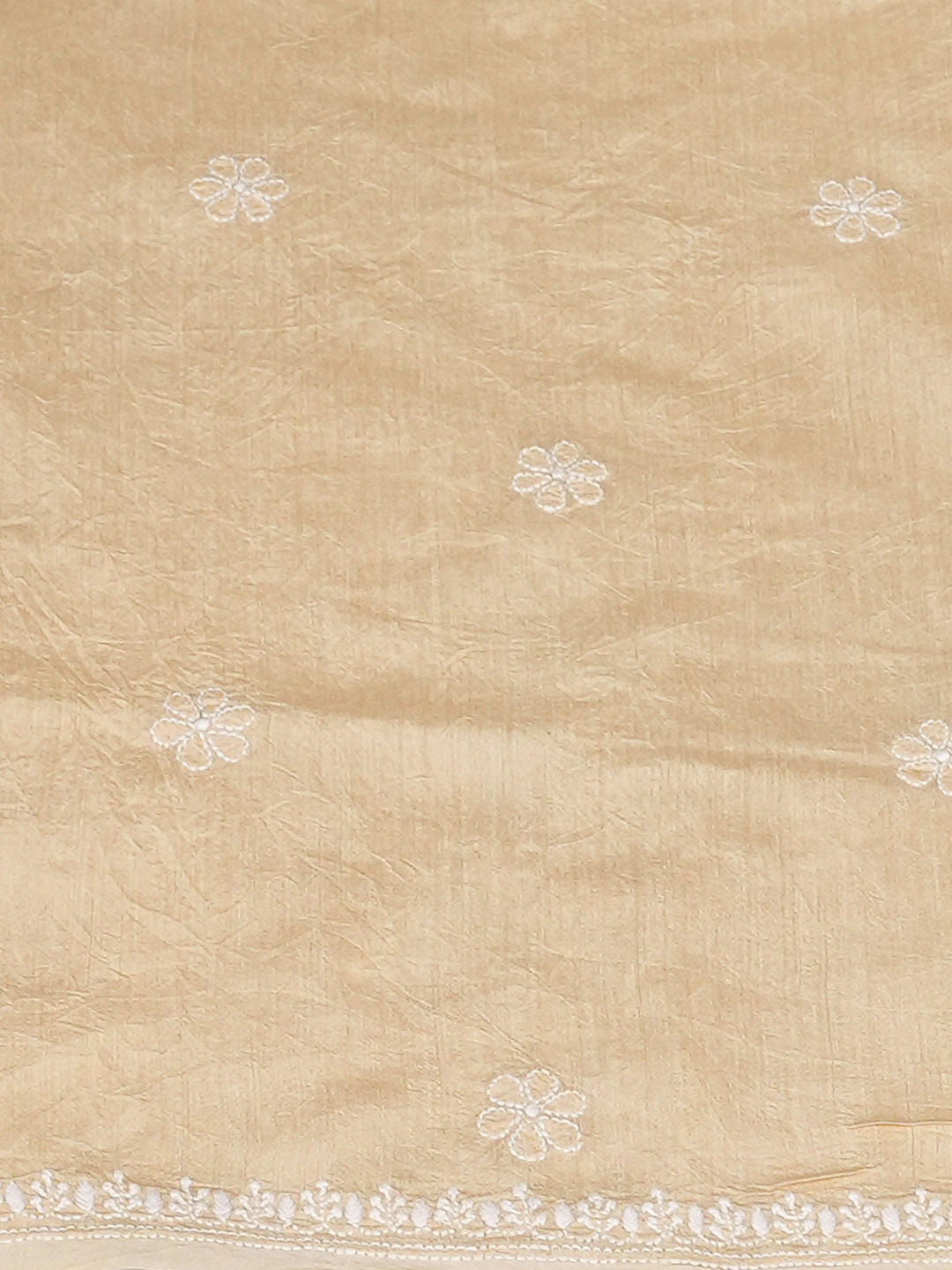 Ada Hand Embroidered Fawn Moonga Silk Lucknowi Chikankari Unstitched Kurta Dupatta Set 01A966358