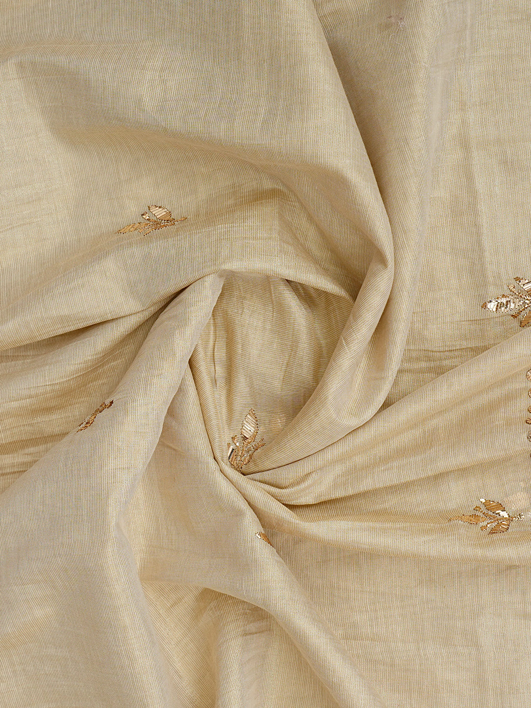 Ada Hand Embroidered Fawn Moonga Silk Unstitched Kurta Dupatta Set With Muqaish/Mukaish Work 01A994732