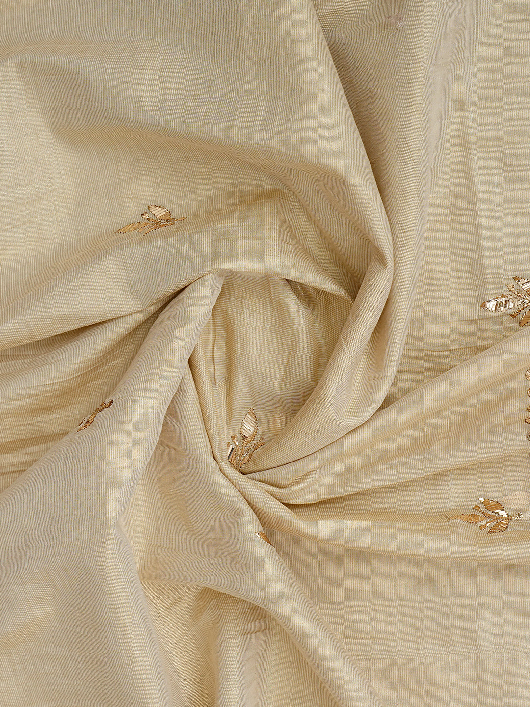 Ada Hand Embroidered Fawn Moonga Silk Unstitched Kurta Dupatta With Muqaish/Mukaish Work 01A994732