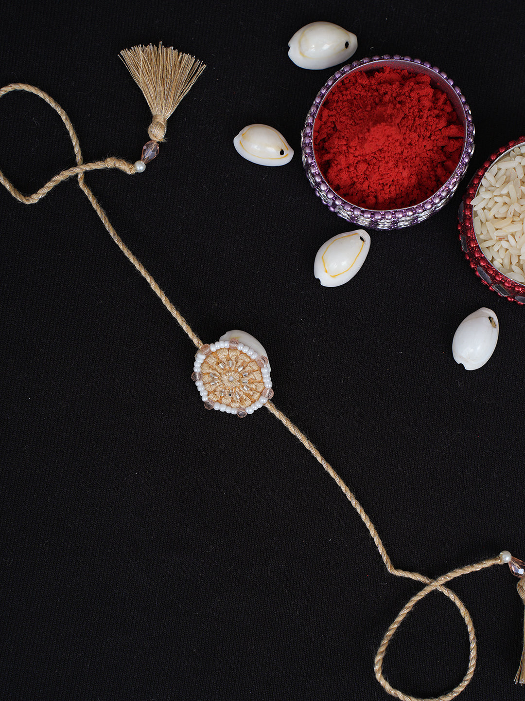 Ada Hand Embroidered Fawn Raksha Sutra Rakhi with Pearl Work 01A854153