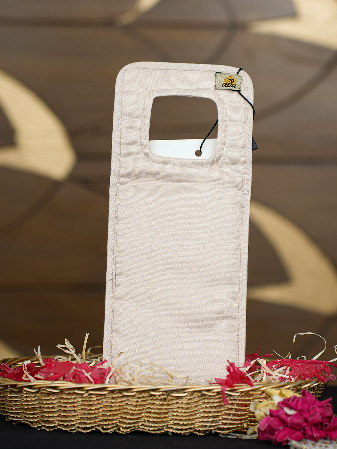 Ada Hand Embroidered Fawn Tissue Lucknowi Chikankari Mobile Cover 01A998806