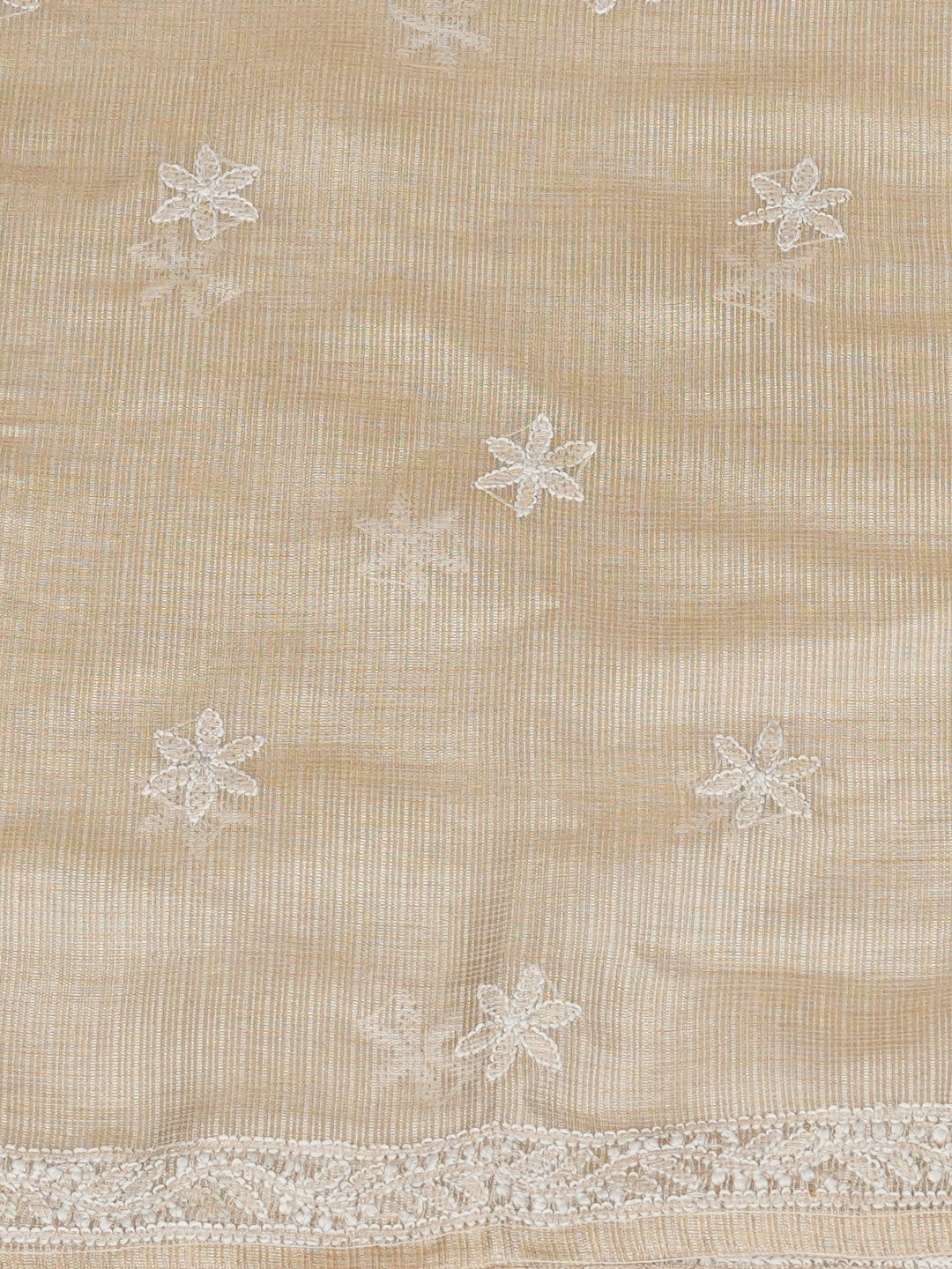 Ada Hand Embroidered Fawn Tissue Lucknowi Chikankari Semi-Stitched Suit Piece_5