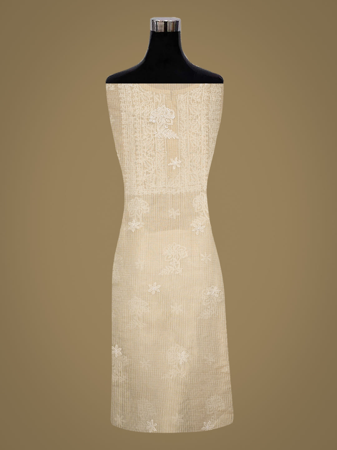 Ada Hand Embroidered Fawn Tissue Lucknowi Chikankari Semi-Stitched Suit Piece_3